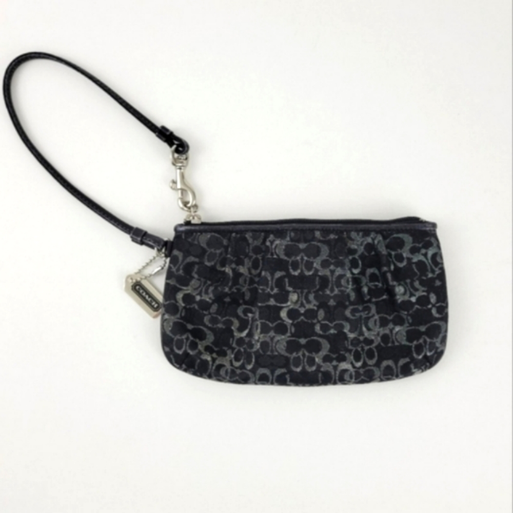 COACH Black and Purple Signature Logo Clutch Wallet Purse Bag
